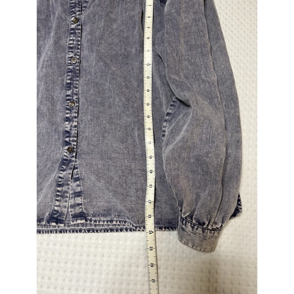 Rails Camille Top in Sapphire Acid Wash SZ MED Tencel Peasant Cottagecore Ruffle - Picture 8 of 10